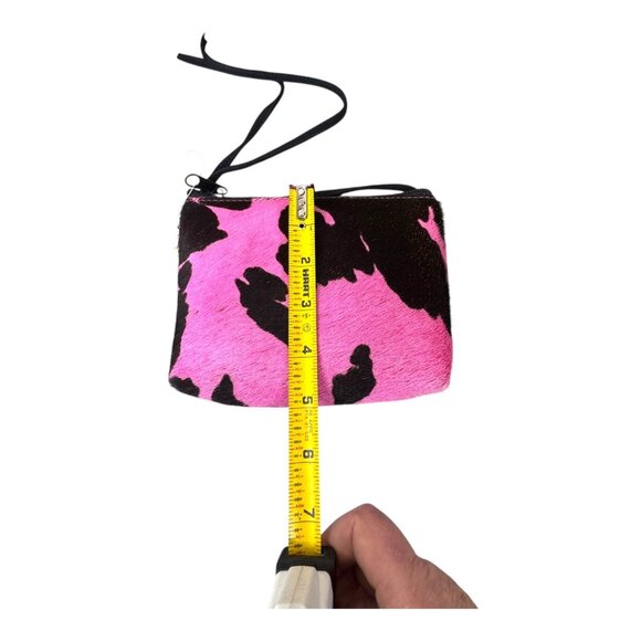 Naturalizer Cow Print Crossbody Bags Duo Cowhide Leather Pink Brown Small Handba - Picture 10 of 13